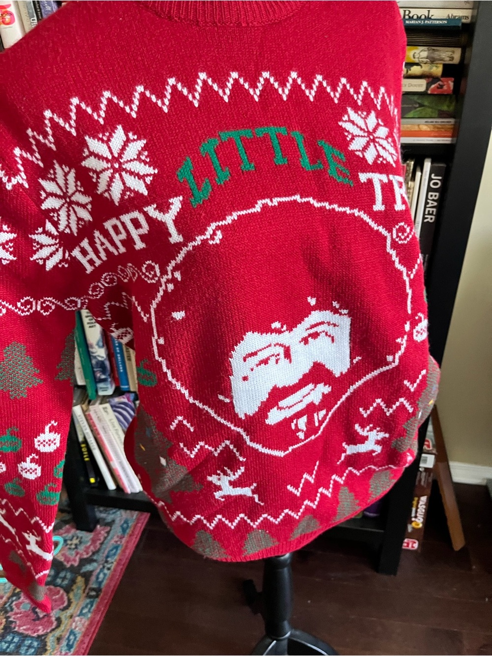 Bob Ross Red 'Happy Little Trees' Holiday Sweater